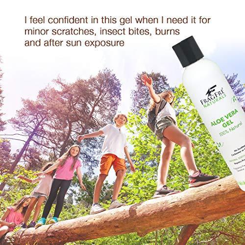 FRAGFRE All-Natural Aloe Vera Gel 8 oz - No Synthetic Carbomer or Acrylate - 100% Natural Aloe Vera Soothing Gel - After Sun Exposure Skin Care - Fragrance Free Vegan Gluten Free - SHOP NO2CO2