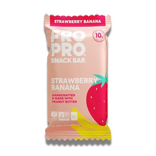 FROPRO Plant Protein Snack Bars - Plant Based Protein Bars, All-Natural, Gluten, Dairy, & Soy Free, High Protein Bars with Low Calories | Strawberry Banana, 12 Pack - SHOP NO2CO2