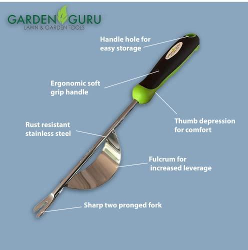 Garden Guru Dandelion Weeder Tool with Ergonomic Handle - Stainless Steel Weed Puller for Planting, Weeding, Flower and Vegetable Care in Lawn Garden Yard | Rust Resistant (Fulcrum 2 Pack) - SHOP NO2CO2