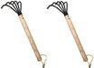 Garden Guru Eco Hand Rake Cultivator Claw Tiller - Military Grade Steel - Rust Resistant - 5 Tine Japanese Ninja Claw -FSC Certified Wood Ergonomic Handle - Perfect Pulverized & Aerated Soil, (2 Pack) - SHOP NO2CO2