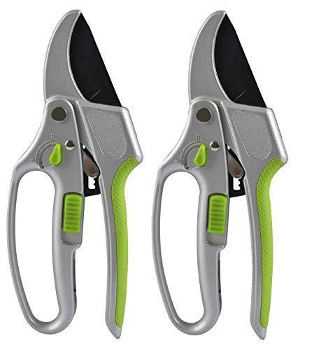 Garden Guru Ratchet Hand Pruning Shears - Professional Dual Mode Garden Clippers with Ergonomic Grip - Makes Tough Cuts Easy (2 Pack) - SHOP NO2CO2