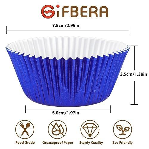 Gifbera Navy Blue Foil Cupcake Liners 200-Count Standard Size Muffin Paper Baking Cups - SHOP NO2CO2