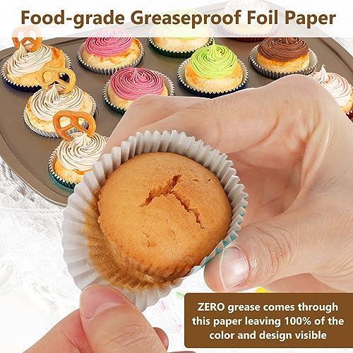 Gifbera White Foil Cupcake Liners Mini Size Muffin Baking Cups 300 Count - SHOP NO2CO2