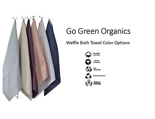 GO GREEN ORGANICS, Waffle Bath Towel Pack of 2, 30.5x58 INCHES, 100% Natural Organic Cotton, GOTS Certified (White) Super ABSORBANT & Quick Dry, NO SOFTENERS, Environment Friendly - SHOP NO2CO2