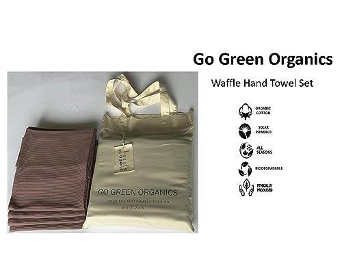 GO GREEN ORGANICS, Waffle Hand Towels Pack of 4, 20X29 INCHES, 100% Natural Organic Cotton GOTS Certified (Mauve) Super ABSORBANT & Quick Dry, NO SOFTENERS, Environment Friendly - SHOP NO2CO2