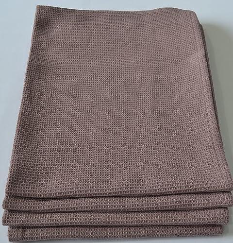 GO GREEN ORGANICS, Waffle Hand Towels Pack of 4, 20X29 INCHES, 100% Natural Organic Cotton GOTS Certified (Mauve) Super ABSORBANT & Quick Dry, NO SOFTENERS, Environment Friendly - SHOP NO2CO2