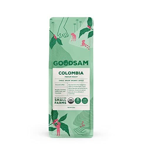 GoodSAM Organic Ground Coffee, Medium Roast 2 lb, Colombian Single Origin, Non GMO Arabica Beans, Vegan, Keto, Regenerative Farming, Direct Trade - SHOP NO2CO2