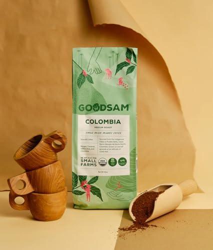 GoodSAM Organic Ground Coffee, Medium Roast 2 lb, Colombian Single Origin, Non GMO Arabica Beans, Vegan, Keto, Regenerative Farming, Direct Trade - SHOP NO2CO2