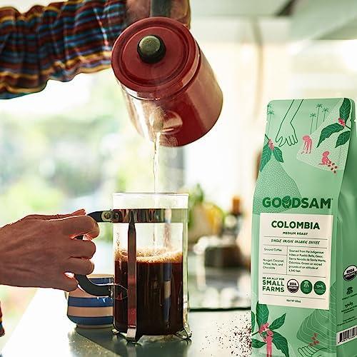 GoodSAM Organic Ground Coffee, Medium Roast 2 lb, Colombian Single Origin, Non GMO Arabica Beans, Vegan, Keto, Regenerative Farming, Direct Trade - SHOP NO2CO2