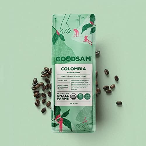 GoodSAM Organic Ground Coffee, Medium Roast 2 lb, Colombian Single Origin, Non GMO Arabica Beans, Vegan, Keto, Regenerative Farming, Direct Trade - SHOP NO2CO2