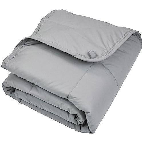 Goose Down Weighted Blanket Kids 5 Pounds - 36x48 Inches 100% Egyptian Cotton 800TC for Toddler Cooling Soft Heavy Throw Child Bed Size with Nontoxic Glass Beads, Grey - SHOP NO2CO2