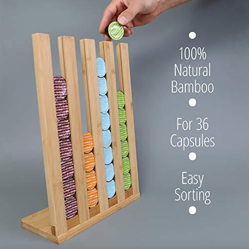 Gourmesso Premium Bamboo Espresso Pod Stand – Holds 36 Pods Compatible with Nespresso Original Line Machine – Organize Your Flavours, Blends & Intensities with our Eco-Friendly Espresso Capsule Holder - SHOP NO2CO2