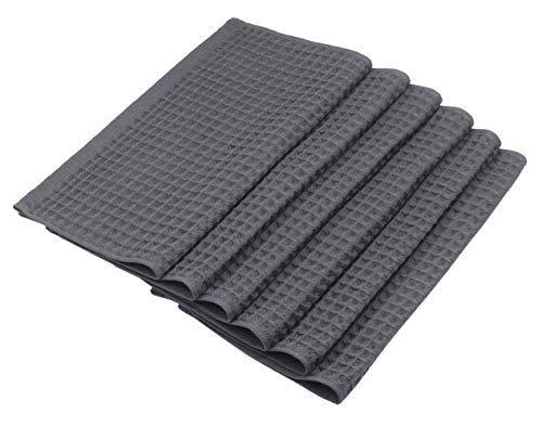 GQZLUCK 100% Natural Cotton Classic Waffle Weave Dish Cloths, Soft Ultra Absorbent Bath Hand FaceTowel, Fast Drying Lightweight Washcloth, Set of 6 (Dark Gray) - SHOP NO2CO2