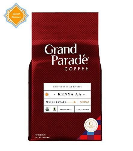 Grand Parade Coffee, Organic Kenya AA Nyeri Medium Roast, Whole Bean, Fresh Roasted - Gourmet Arabica Single Origin - Fair Trade - 12 Ounce - SHOP NO2CO2