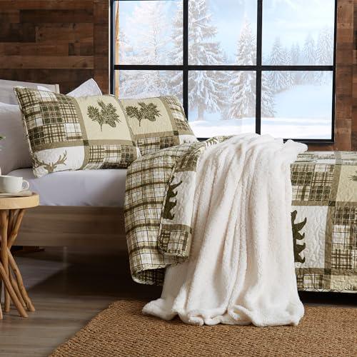 Great Bay Home Bedding Set, Lodge Bedspread Size Quilt with 2 Shams, Cabin 3 Piece Reversible All Season Quilt Set, Rustic Quilt Coverlet Bed Set, Stonehurst Collection, Full/Queen - SHOP NO2CO2