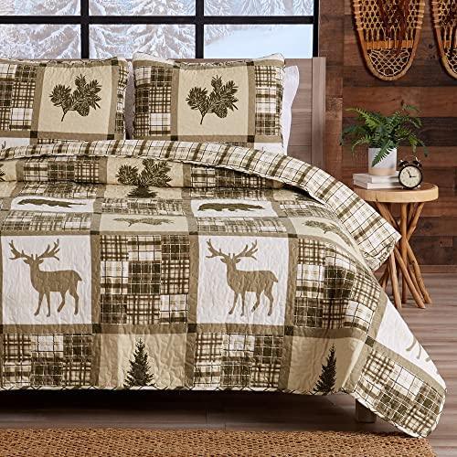 Great Bay Home Bedding Set, Lodge Bedspread Size Quilt with 2 Shams, Cabin 3 Piece Reversible All Season Quilt Set, Rustic Quilt Coverlet Bed Set, Stonehurst Collection, Full/Queen - SHOP NO2CO2