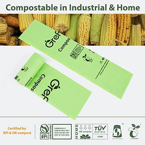 GreFusion Compostable Trash Bags for Kitchen Compost Bin 1.2 Gallon,150 Count,Compost Bags Small for Food Scrap Waste Bags for Countertop Bin Certified by BPI,ASTM D6400 and OK Compost - SHOP NO2CO2