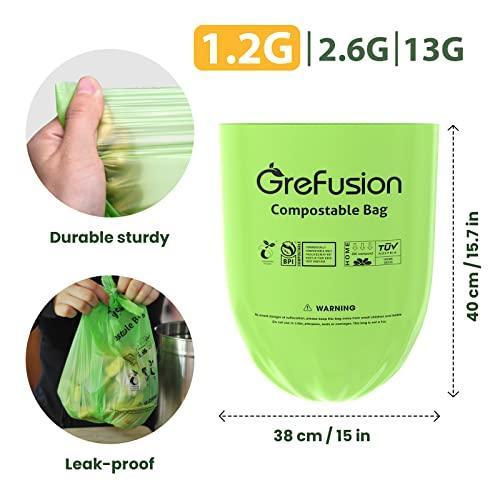 GreFusion Compostable Trash Bags for Kitchen Compost Bin 1.2 Gallon,150 Count,Compost Bags Small for Food Scrap Waste Bags for Countertop Bin Certified by BPI,ASTM D6400 and OK Compost - SHOP NO2CO2