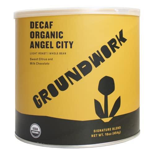 Groundwork Certified Organic Whole Bean Coffee, Decaf Angel City, 16 oz Can - SHOP NO2CO2