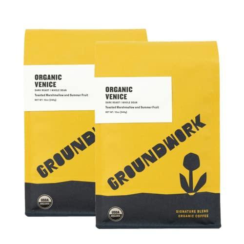 Groundwork Certified Organic Whole Bean Coffee, Venice Blend, 12 oz Bag (Pack of 2) - SHOP NO2CO2