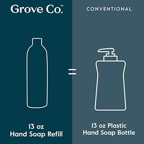 Grove Co. Hydrating Gel Hand Soap Refills (3 x 13 Fl Oz) Plastic-Free Liquid Hands Cleaner Refill, Leaves Hands Soft and Clean, 100% Natural Lemon & Eucalyptus + Lavender & Thyme + Orange & Rosemary - SHOP NO2CO2