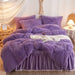 HAIHUA Fluffy Purple Comforter Cover Queen Set，Faux Fur Purple Bedding Sets Queen 3 Pieces(1 Plush Duvet Cover +2 Shaggy Pillowcases) Fuzzy Purple Bed Set, (Purple, Queen) - SHOP NO2CO2