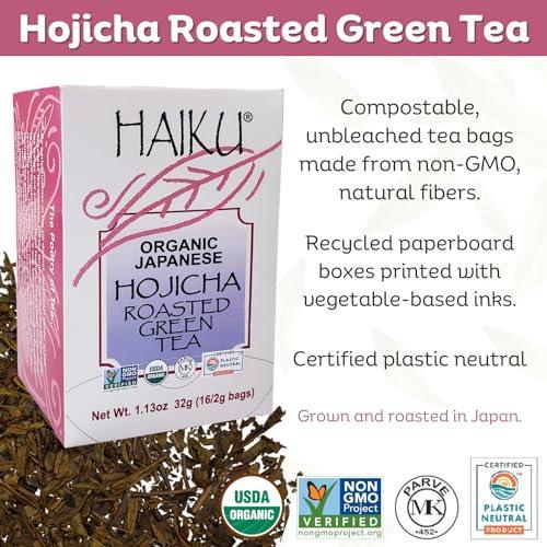 Haiku Japanese Hojicha Roasted Green Tea, 100% Organic, 16 Count Tea Bag, 1.13 Oz - SHOP NO2CO2