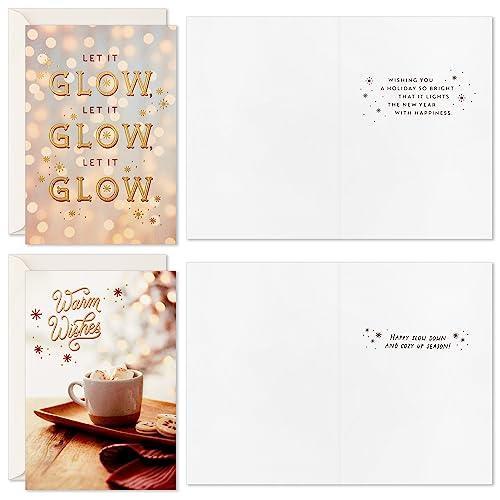 Hallmark Cute Christmas Card Assortment (16 Cards and Envelopes) Warm Wishes, Let it Glow - SHOP NO2CO2