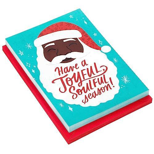 Hallmark Mahogany Christmas Card Assortment (16 Cards and Envelopes) Joyful Soulful Season, Black Santa Claus - SHOP NO2CO2