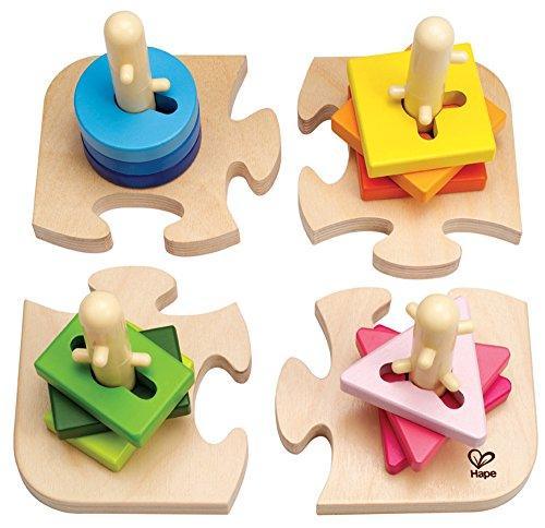 Hape Creative Toddler Wooden Peg Puzzle, L: 7.8, W: 4.6, H: 7.8 inch - SHOP NO2CO2