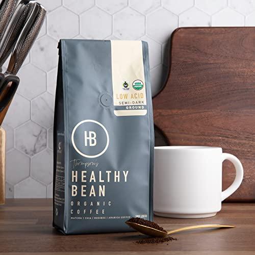 Healthy Bean Coffee - Low Acid Coffee, Superfood Infused Ground Coffee, USDA Organic, Mycotoxin Free, Semi-Dark Roast, 10oz - SHOP NO2CO2