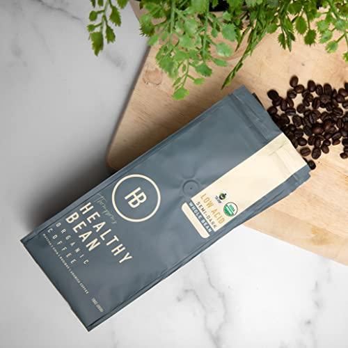 Healthy Bean Coffee - Low Acid Coffee, Superfood Infused Whole Bean Coffee, USDA Organic, Mycotoxin Free, Semi-Dark Roast, 10oz - SHOP NO2CO2