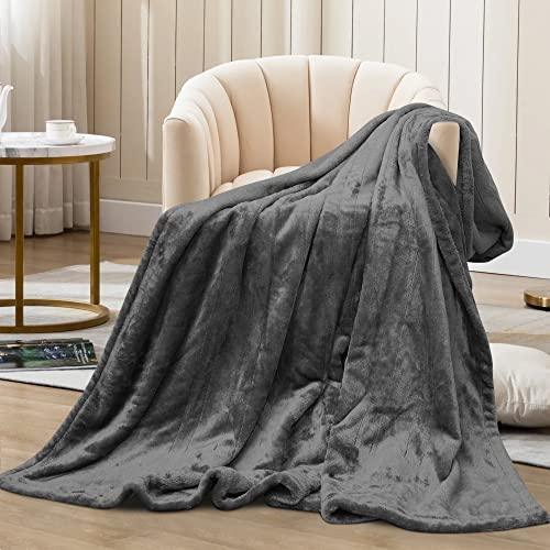 Heated Throw Blanket (50" x 60") with 220g Double-Layer Soft Flannel,Electric Heated Throw Blanket for 89°F-108°F 4 Heating Levels, Grey Heated Throw with 4 Hours Auto Shut Off [5 Years Warranty] - SHOP NO2CO2