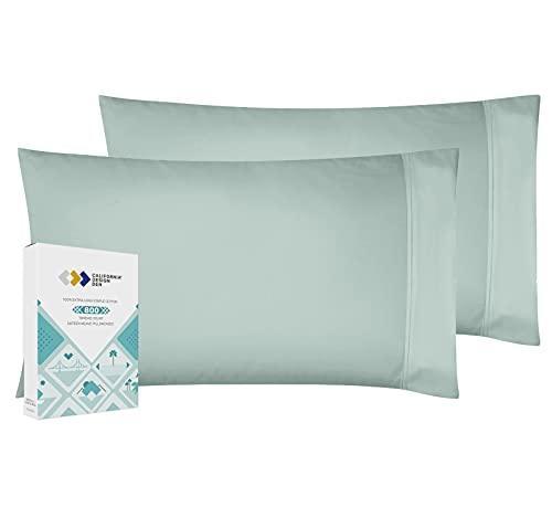 Heirloom Soft, Smooth & Thick Certified 800 Thread Count 100% Cotton Sateen is Superior to Egyptian Cotton Claims, 2 Pillow Cases King Size, Fits King Pillows (Soft Teal) - SHOP NO2CO2