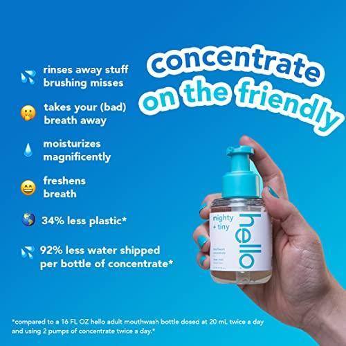 Hello Clean Mint Mouthwash Concentrate for Bad Breath, Alcohol Free Travel Size Mouthwash Made with Coconut Oil and Tea Tree Oil, Helps Freshen Breath, 2 Pack, 3.25 fl Oz Pump Bottles - SHOP NO2CO2