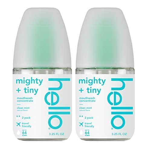 Hello Clean Mint Mouthwash Concentrate for Bad Breath, Alcohol Free Travel Size Mouthwash Made with Coconut Oil and Tea Tree Oil, Helps Freshen Breath, 2 Pack, 3.25 fl Oz Pump Bottles - SHOP NO2CO2