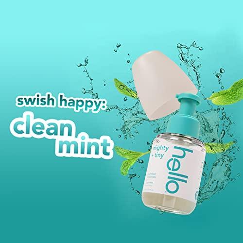 Hello Clean Mint Mouthwash Concentrate for Bad Breath, Alcohol Free Travel Size Mouthwash Made with Coconut Oil and Tea Tree Oil, Helps Freshen Breath, 2 Pack, 3.25 fl Oz Pump Bottles - SHOP NO2CO2