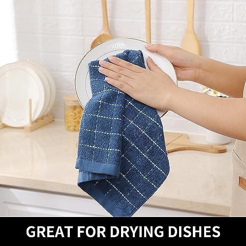 Homaxy 100% Cotton Terry Kitchen Dish Cloths, Ultra Soft and Absorbent Dish Towels for Kitchen, Suitable for Drying and Washing Dishes, 8 Pack, 12 x 12 Inches, Navy Blue - SHOP NO2CO2