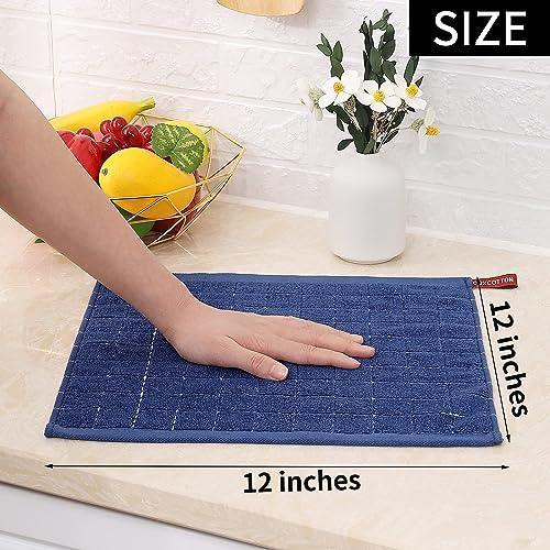 Homaxy 100% Cotton Terry Kitchen Dish Cloths, Ultra Soft and Absorbent Dish Towels for Kitchen, Suitable for Drying and Washing Dishes, 8 Pack, 12 x 12 Inches, Navy Blue - SHOP NO2CO2