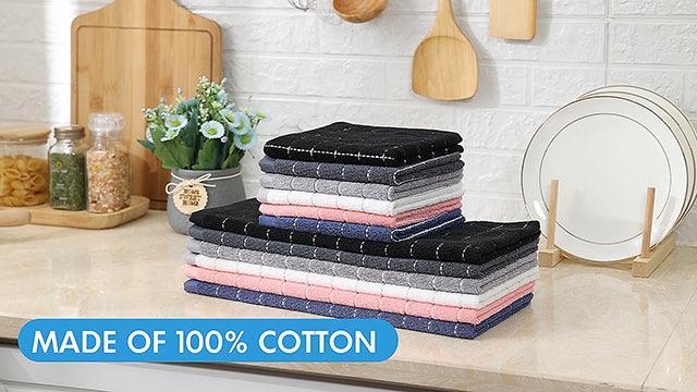 Homaxy 100% Cotton Terry Kitchen Dish Cloths, Ultra Soft and Absorbent Dish Towels for Kitchen, Suitable for Drying and Washing Dishes, 8 Pack, 12 x 12 Inches, Navy Blue - SHOP NO2CO2