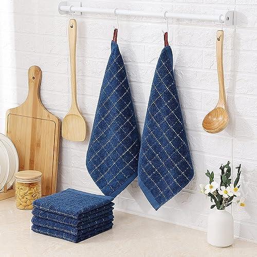 Homaxy 100% Cotton Terry Kitchen Dish Cloths, Ultra Soft and Absorbent Dish Towels for Kitchen, Suitable for Drying and Washing Dishes, 8 Pack, 12 x 12 Inches, Navy Blue - SHOP NO2CO2