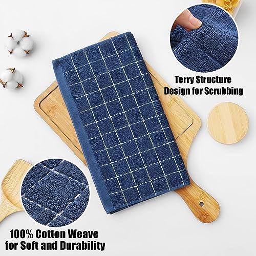 Homaxy 100% Cotton Terry Kitchen Dish Cloths, Ultra Soft and Absorbent Dish Towels for Kitchen, Suitable for Drying and Washing Dishes, 8 Pack, 12 x 12 Inches, Navy Blue - SHOP NO2CO2