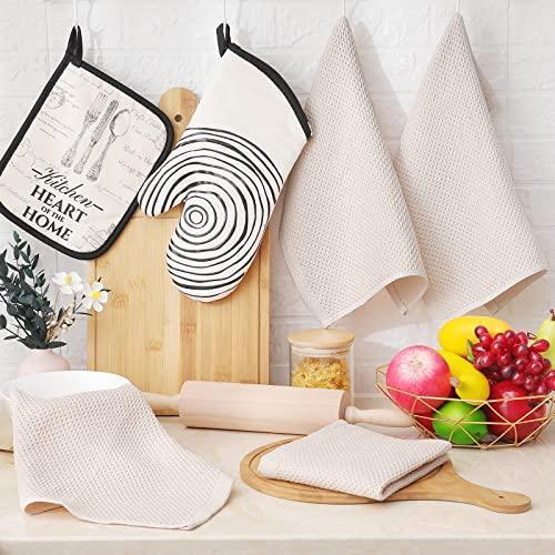 Homaxy 100% Cotton Waffle Weave Kitchen Dish Cloths, Ultra Soft Absorbent Quick Drying Dish Towels, 12x12 Inches, 6-Pack, Beige - SHOP NO2CO2