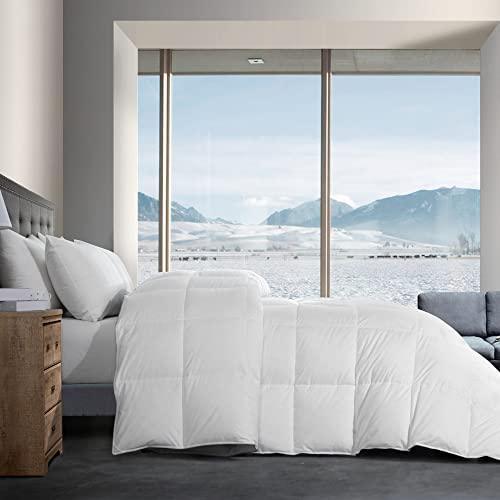 HOMBYS Oversized King 120" x 98" Feather and Down Comforter Duvet Insert,70 oz Premium Filling,100% Cotton Shell Down Proof with 8 Tabs (Palatial King,White) - SHOP NO2CO2