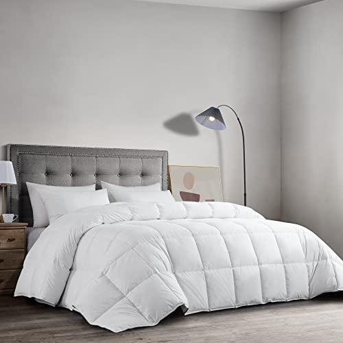 HOMBYS Oversized King 120" x 98" Feather and Down Comforter Duvet Insert,70 oz Premium Filling,100% Cotton Shell Down Proof with 8 Tabs (Palatial King,White) - SHOP NO2CO2