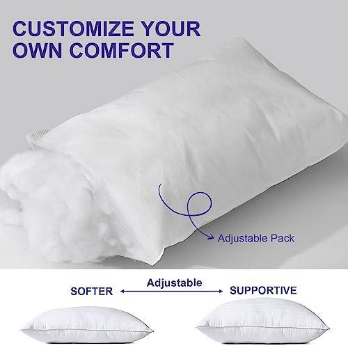 HOMELAB 2 Pack King Pillows for Sleeping - 100% Breathable Cotton, Soft Plush Down Alternative, Medium Neck Support for Side Back and Stomach Sleepers, Hotel Collection Bed Pillow Inserts, 20x36 - SHOP NO2CO2