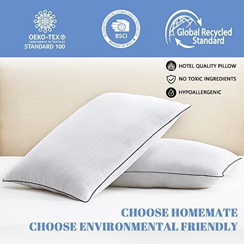 Homemate Bed Pillows for Sleeping - King Size(20"x36") Set of 2 Hotel Quality Pillows Allergy Friendly Microfiber Shell Fluffy Down Alternative Filling Pillow Suitable Back Stomach or Side Sleepers - SHOP NO2CO2