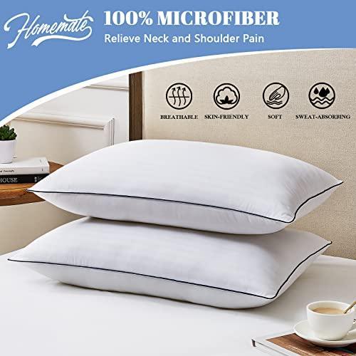 Homemate Bed Pillows for Sleeping - King Size(20"x36") Set of 2 Hotel Quality Pillows Allergy Friendly Microfiber Shell Fluffy Down Alternative Filling Pillow Suitable Back Stomach or Side Sleepers - SHOP NO2CO2