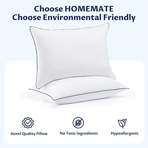 HomeMate Bed Pillows for Sleeping - Queen Size(20''x28'') Set of 2 Allergy Friendly Microfiber Shell Fluffy Down Alternative Filling Breathable Pillow Suitable Back Stomach or Side Sleepers, White - SHOP NO2CO2