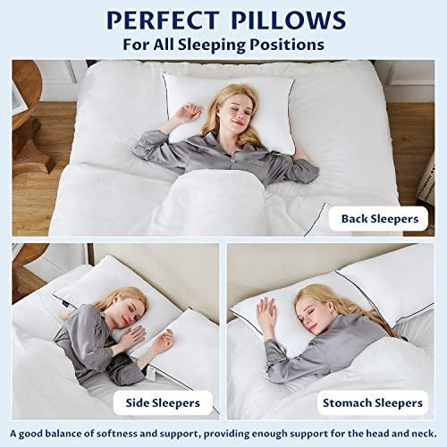 HomeMate Bed Pillows for Sleeping - Queen Size(20''x28'') Set of 2 Allergy Friendly Microfiber Shell Fluffy Down Alternative Filling Breathable Pillow Suitable Back Stomach or Side Sleepers, White - SHOP NO2CO2